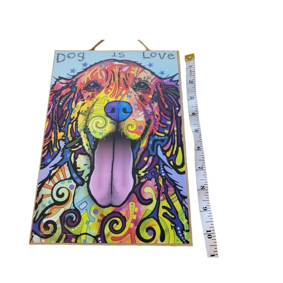Dog is Love Dean Russo Golden Retriever Abstract Pop Art Wooden Art Plaque USA - Picture 4 of 6